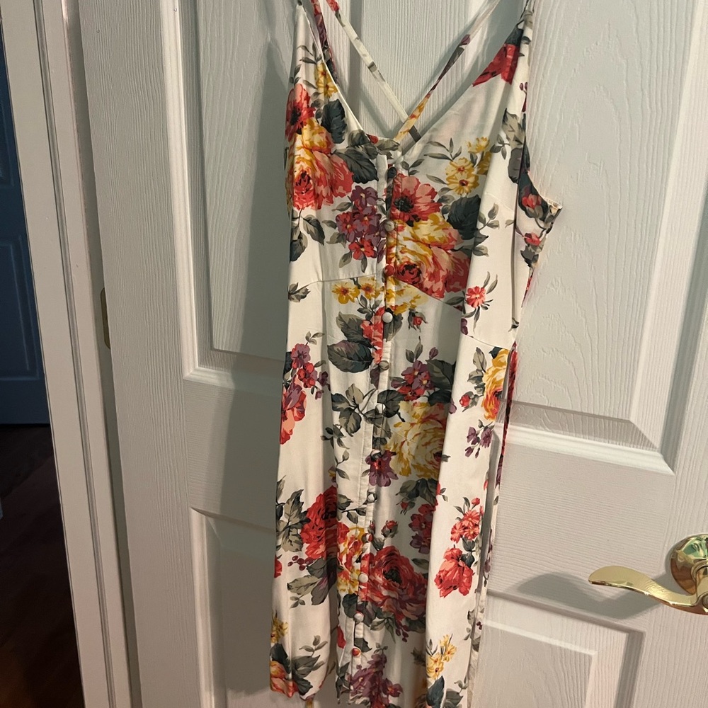Abercrombie & Fitch Red and Green Spaghetti Strap Sundress